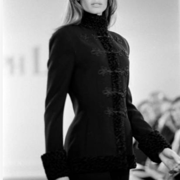 Vintage Women’s Ralph Lauren 90s Runway Jacket Wool Fur Military Officer Coat 8 - Picture 13 of 14